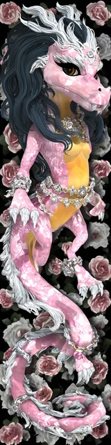 Free dragon bookmark featuring a pale pink dragon